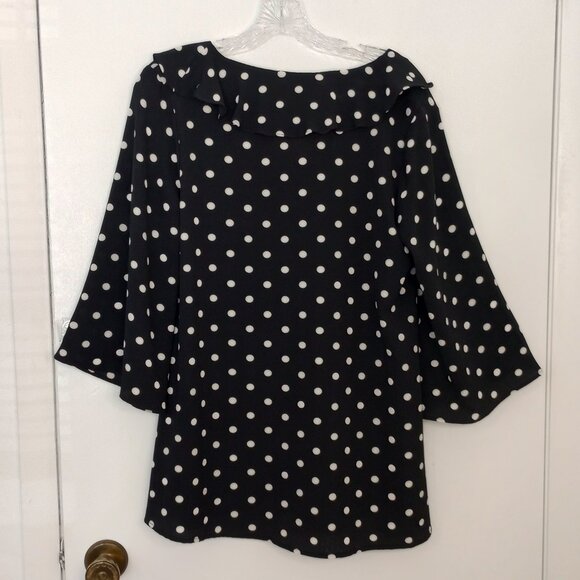 Misia Black & White Polka Dot Ruffle Blouse - Picture 4 of 6